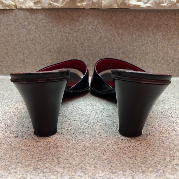 Andrew Stevens Vintage slide on Black and Red heels Size 39 US 8 made in Italy - Picture 5 of 14